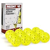 Warping Point Outdoor Pickleball Balls USAPA Approved | 4 Pack, 12 Pack | 40 Holes Competition Pickle Balls for Tournament Play | Crack Resistant Pickleball for Beginner Intermediate Pro Player