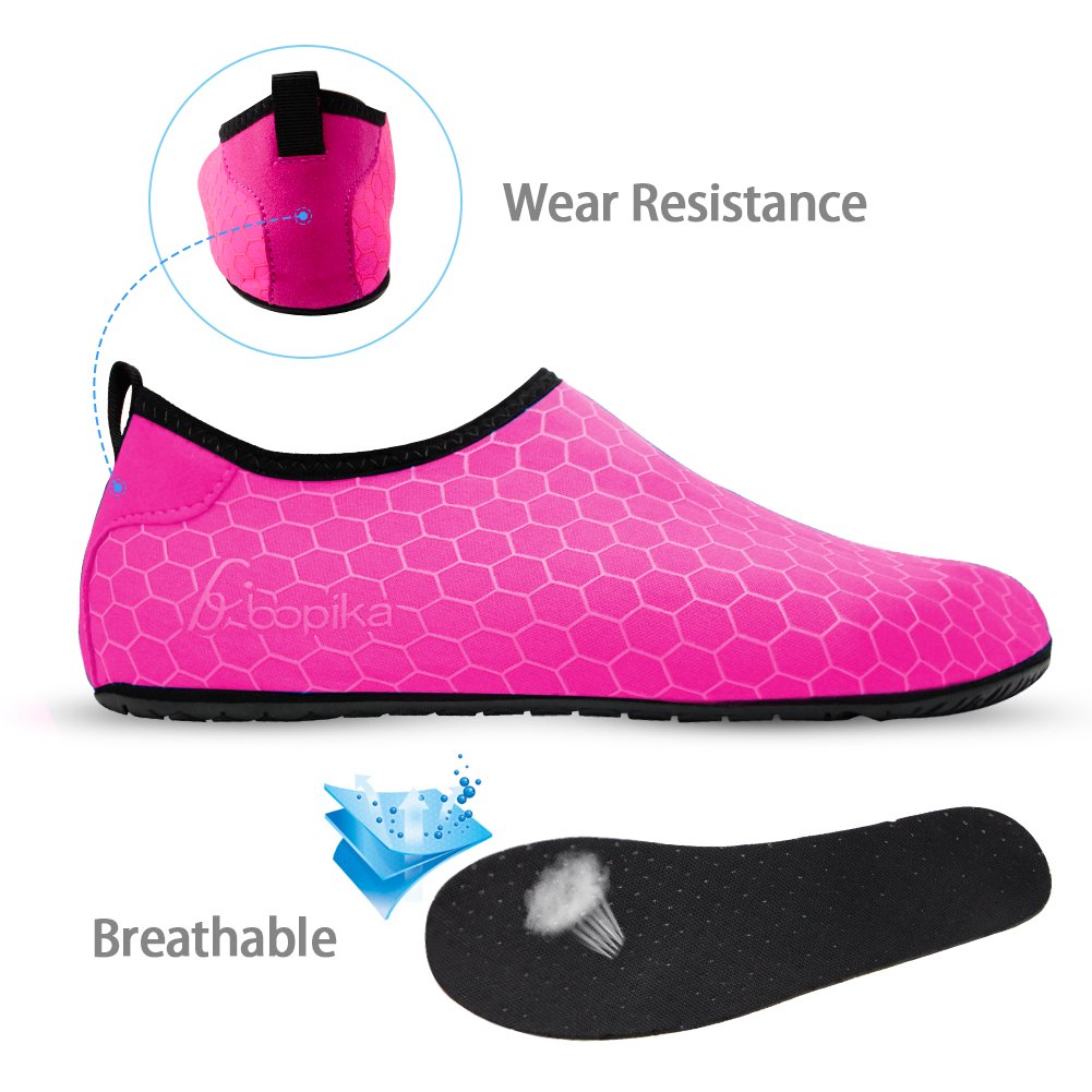 Barefoot Shoes Water Sports Shoes Quick-Dry Aqua Yoga Socks for Women Men Kids (M: (Women:7.5-8.5/Men:6-7), FC-hot Pink)