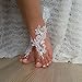 Ruolai Beach Crochet Barefoot Sandals Lace Anklets Bracelets Wedding Party Bangles (White)