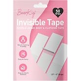 50 Strips Double-Sided Tape for Fashion, BearKig Invisible Clear Fabric Tape for Clothing &amp; Body with All Day Strength, Hypoallergenic for Sensitive Skin