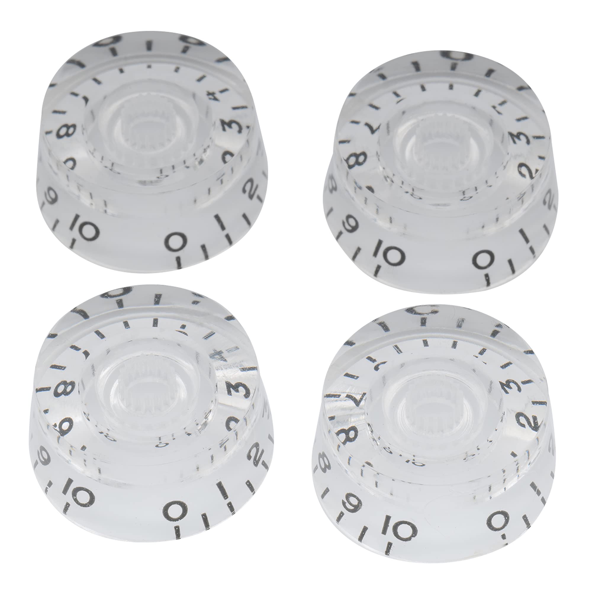 Musiclily Basic Metric Speed Knobs Tone Volume Control Knobs for Epiphone Les Paul SG Electric Guitar, Transparent with Black Number (Set of 4) — image 1