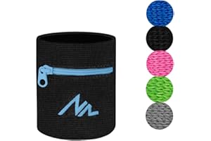 NEWZILL Wrist Wallet (Wristband) with Zipper - Cotton Sweatbands for Men & Women, Ideal for Running, Walking, Basketball, Football, Tennis, Hiking, Workout, and More