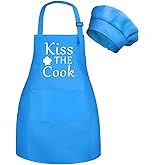 XIMEYAA Kids Apron And Chef Hat Set With Pockets Child Apron For Boys Girl Cooking Kitchen Children Aprons Adjustable Tie