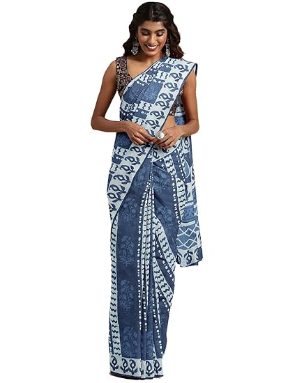 Pure Cotton Handblock printed Saree and Blouse BHKPSA0096