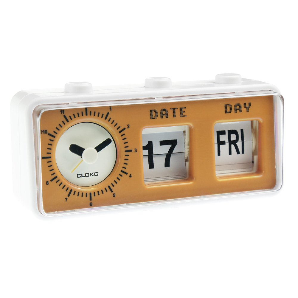 Retro Calendar Flip Clock With Alarm Clock By CLOKC (Brown) Amazon.co.uk Kitchen & Home