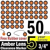 TMH 3/4-Inch Mount Amber LED Trailer Marker Lights, Pack of 50