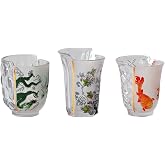 SELETTI Set of 3 Hybrid-Aglaura Glass Tumblers | Diameter 8 cm, H 9.3/10.7