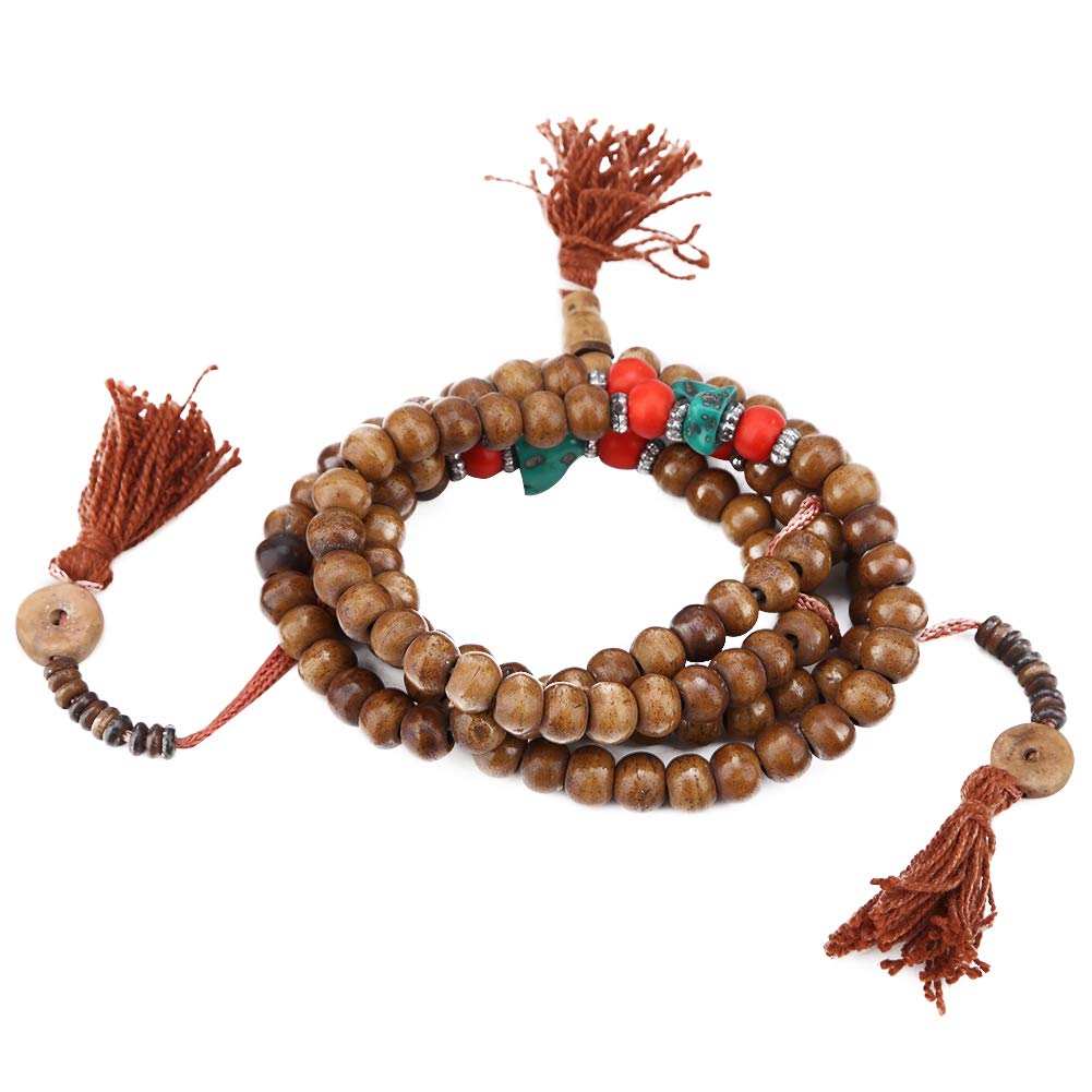 Garosa Tibetan Rosary Yak Bone Grinding Religious Supplies 108 Natural Beads Prayer Buddha Buddhist Stretch Bracelet Link Wrist