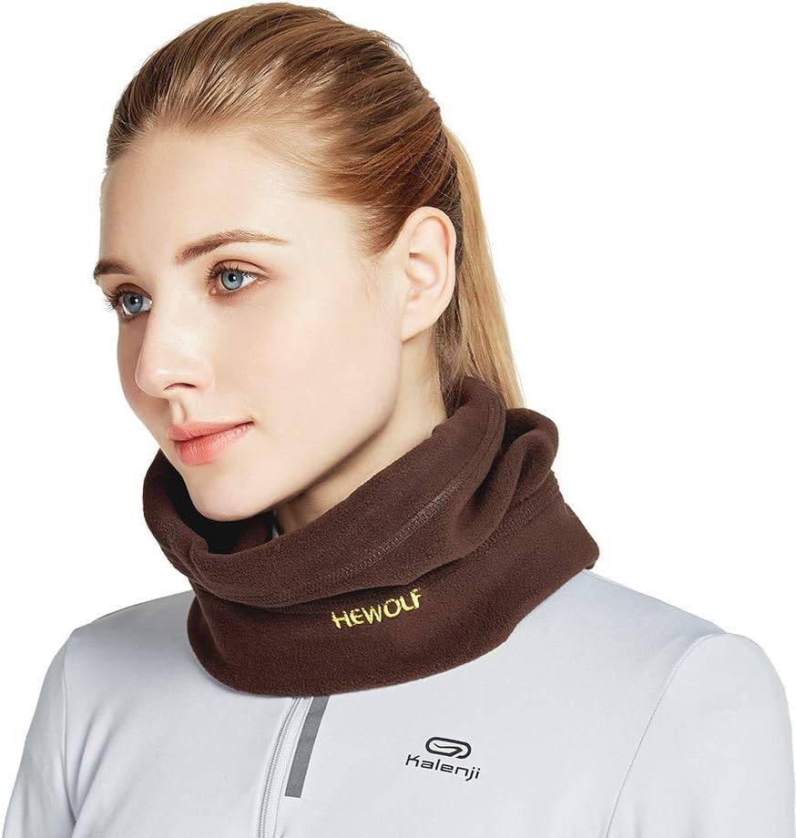 HEWOLF Multifunctional Polar Fleece Neck Warmer Xmas Present Windproof Face Mask Winter Snood Scarf Loop Infinity Wrap Outdoor Cycling Hat Scarves for Men or Women
