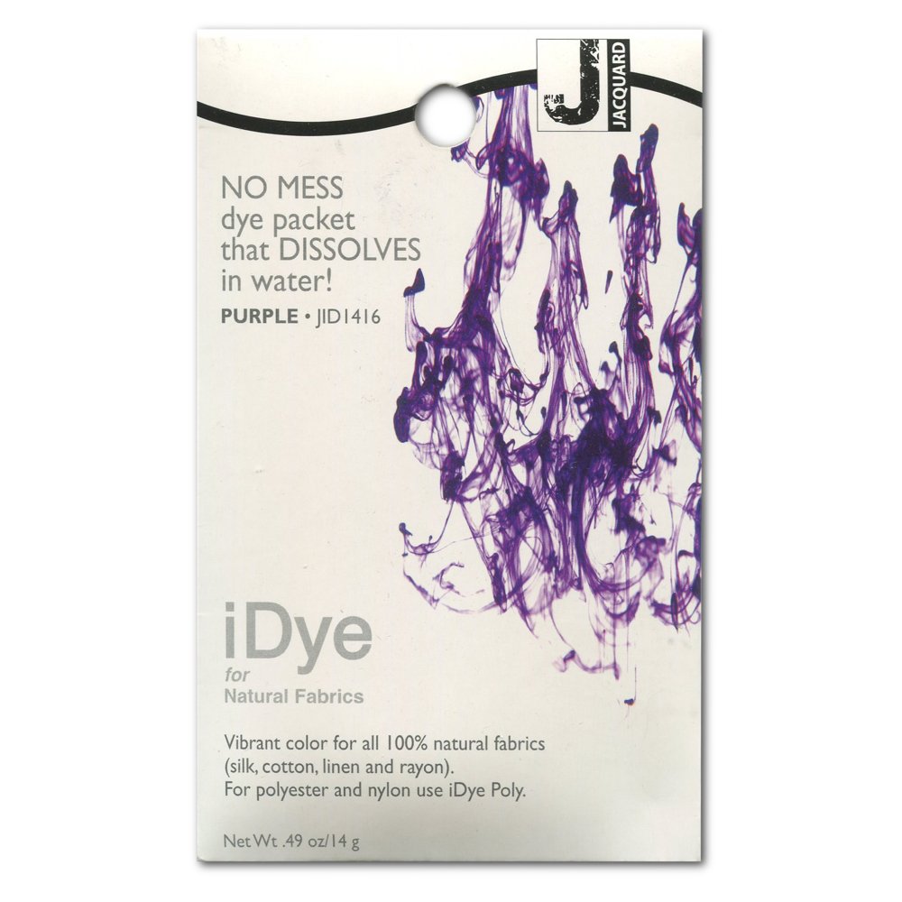 Jacquard iDye Purple Fabric Colour for Natural Textiles, Simple Hot Water Process for Cotton Silk and Linen, Easy Garment Upcycling Craft Projects, One 14g Dissolvable Packet — image 1