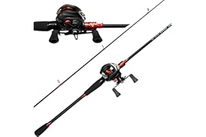 Kilitn Fishing Rod and Reel Combo, Baitcasting Combo Baitcast Reel, 6 Foot 7 Foot 2-Piece, Durable Fiberglass Wrapped Carbon Fiber Rod with Comfortable EVA Handle