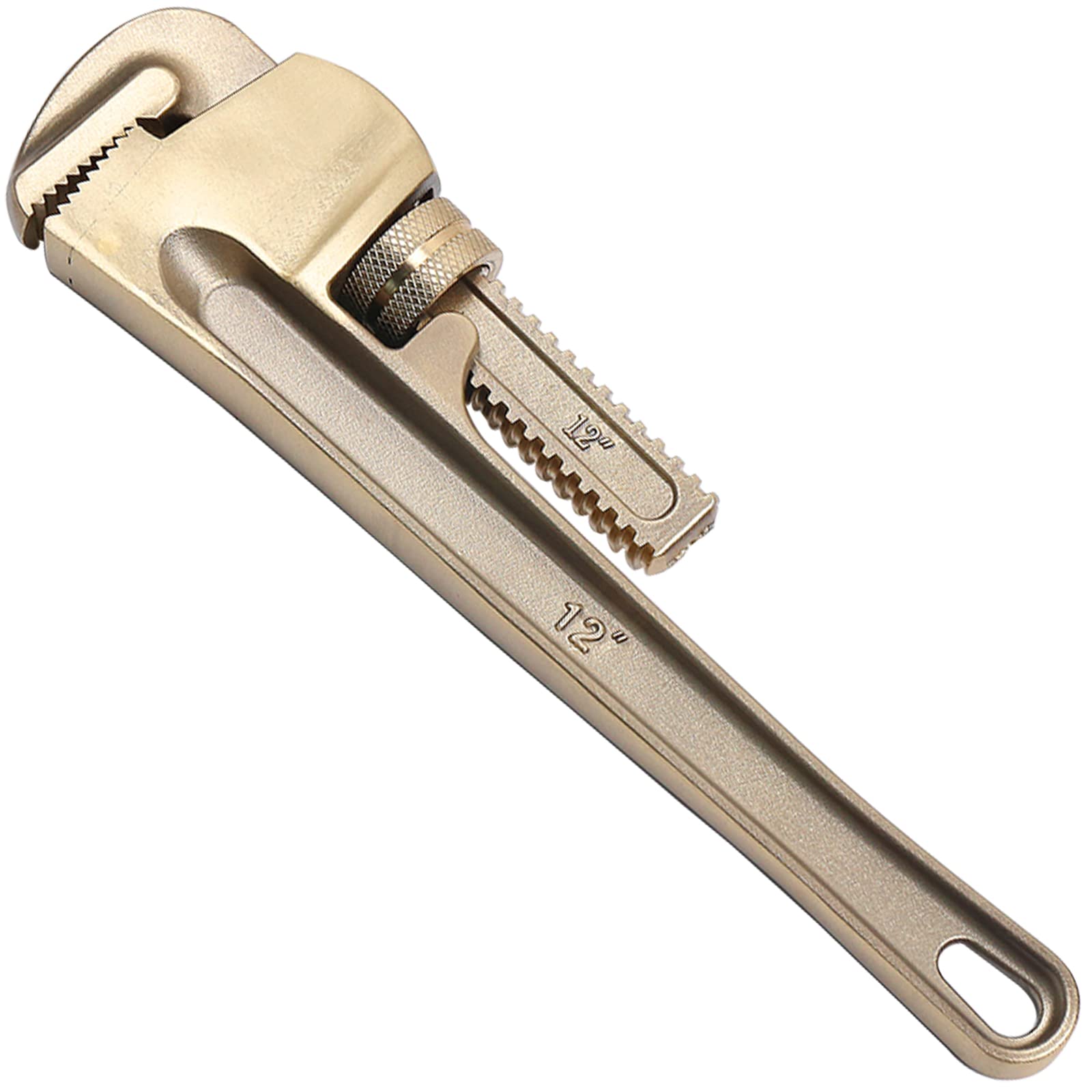 WEDO 10" Non-Sparking Pipe Wrench, Spark-Free Straight Plumbing Wrench,No Spark Safety Adjustable Spanner,Length 250mm,Opening Max 30mm,Aluminum Bronze,DIN/BAM/FM Standard