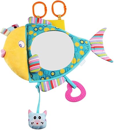 Amazon Zerodis カーシート おもちゃ ミラー ベビーアクティビティ 発見 ミラー 動物 魚の形 リア 飛散防止 面取りミラー 赤ちゃん教育用ぬいぐるみ 運転中に後部座席に赤ちゃんを見るのに ベビーカー用おもちゃ おもちゃ
