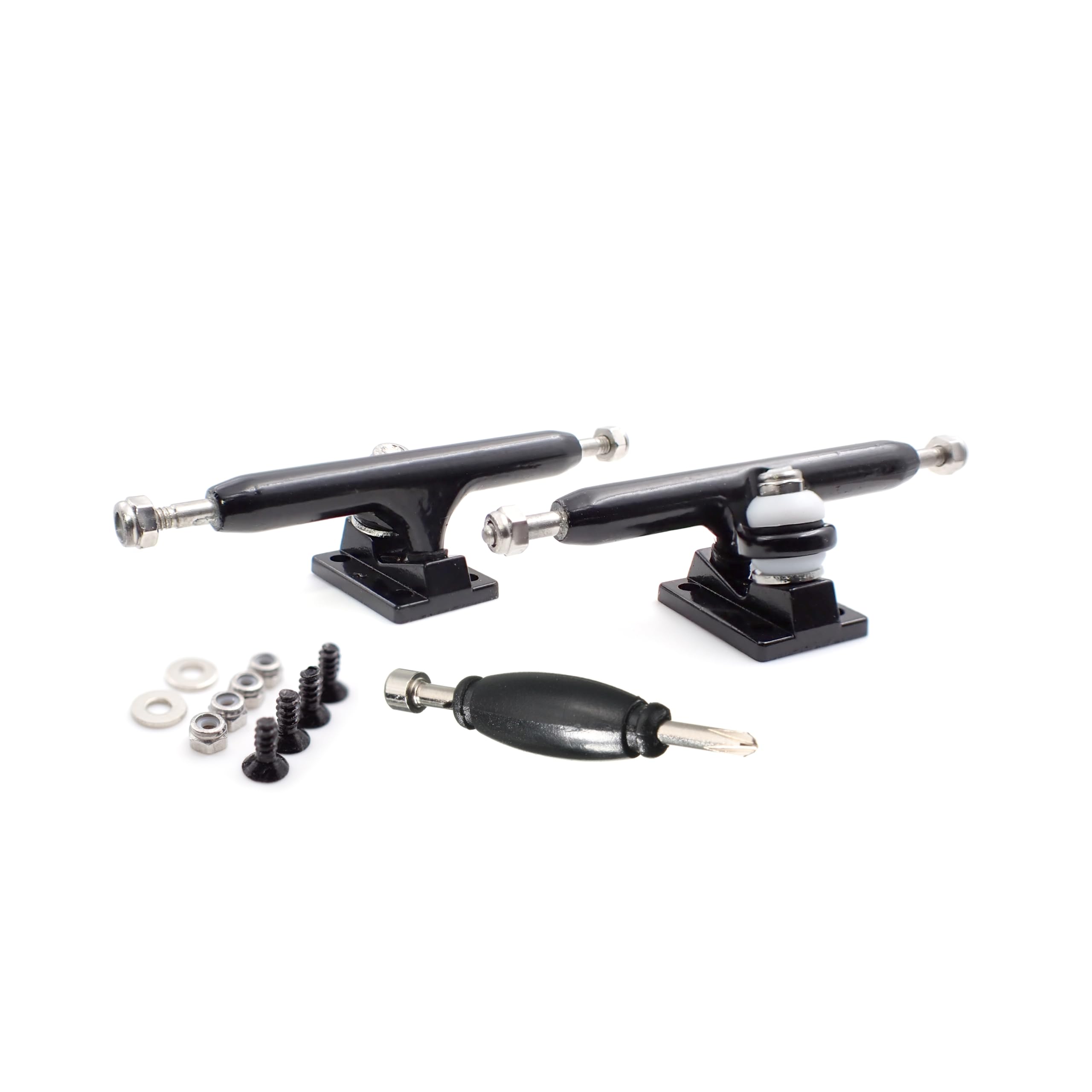 SPITBOARDS 34 mm Fingerboard Pro Trucks by, Real Lock Nuts, Rubber O-Ring Urethane Bushings, Optimised Hanger, Width 34 mm, for Fingerboard Tuning & Assembling (Black)