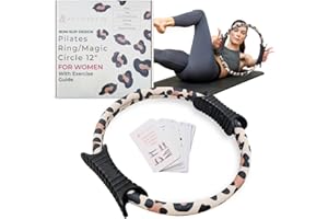 Activery Co. Pilates Ring Magic Circle for Women, 12” with Dual Grip Handles and Exercise Guide, Pilates Equipment for Home or Gym Workout, Fitness Tool, Leopard Print