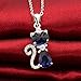 EleQueen 925 Sterling Silver Full Cubic Zirconia Lovely Cat Teardrop Pendant Necklace for Women Cat Lovers Sapphire Color