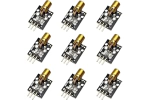 Haldzemo 5V 3 Pins KY-008 650nm Dot Diode Copper Head Laser Sensor Transmitter Module Compatible Arduino AVR (9 Pack)
