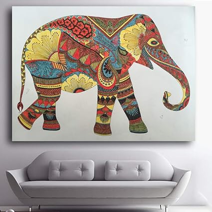 Xwartpic Animali Regno Disegno Da Colorare Ed Elefante Quadri Astratti Tela Digitale Pittura A Olio Decorazioni Per La Casa Stampe D Arte Da Parete A 50 70 Cm Amazon It Casa E Cucina