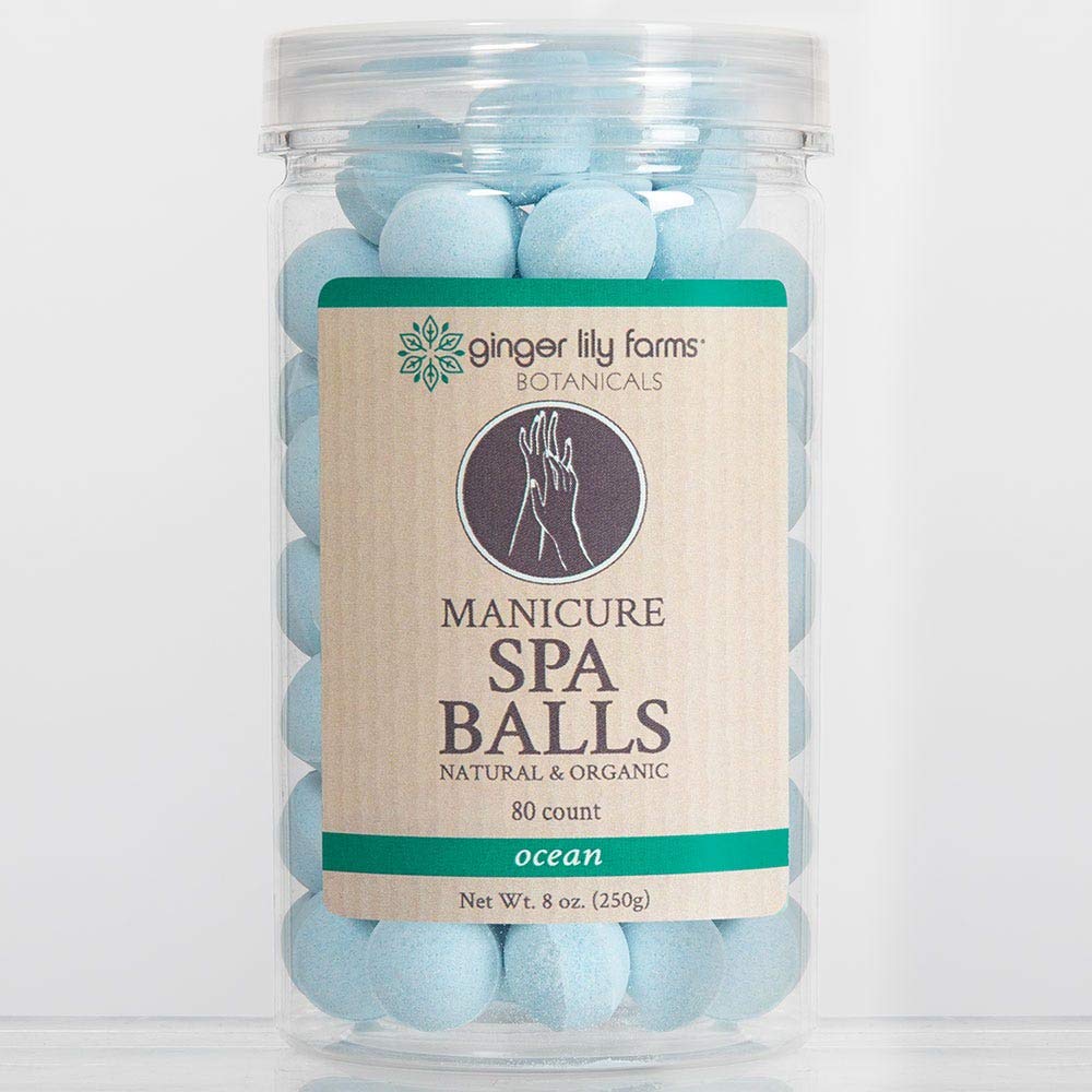 Amazon Com Ginger Lily Farms Botanicals Manicure Spa Balls For Hand Soaks Whitens Nails Replenishes Moisture Softens Skin Ocean Scent 80 Count Beauty