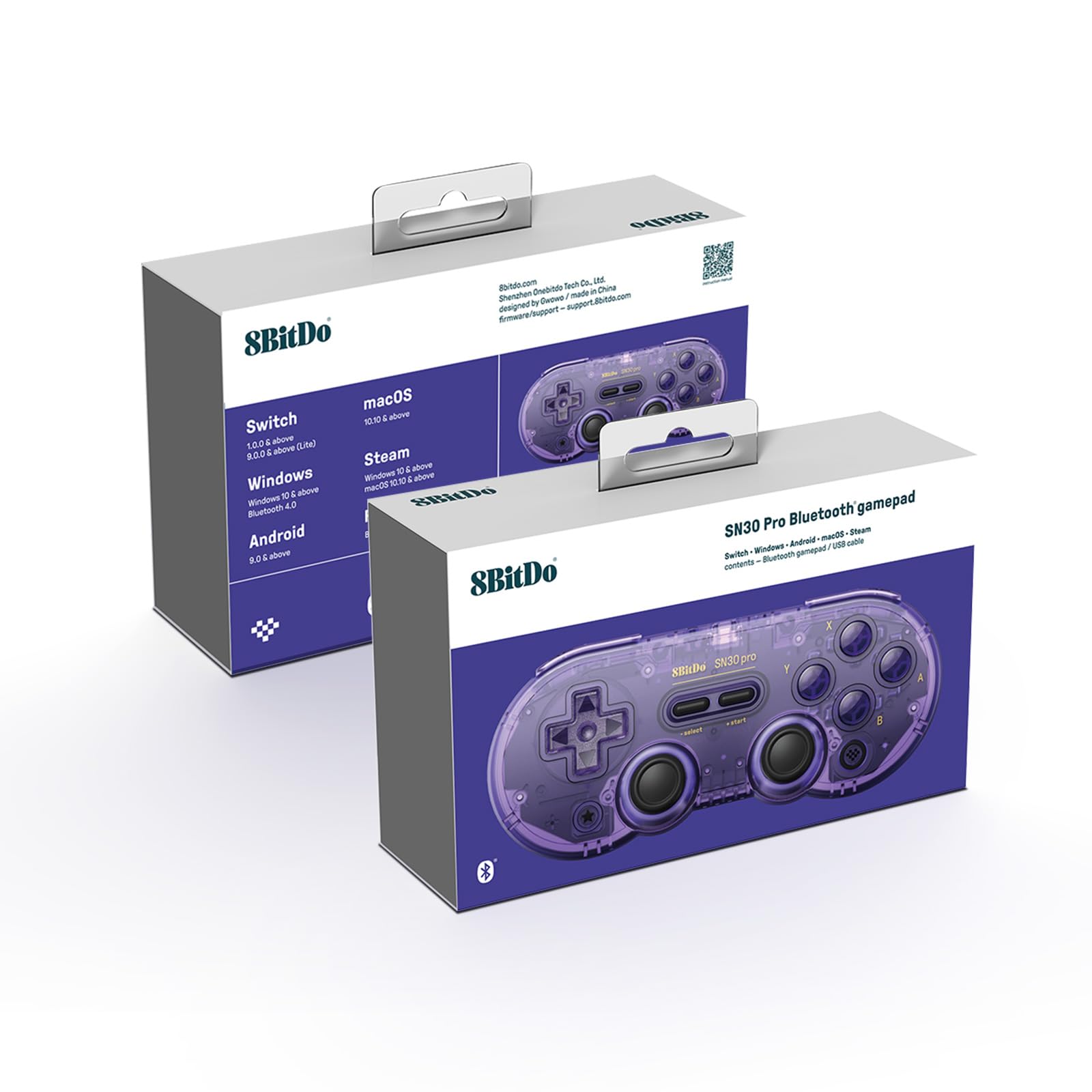 AKNES 8Bitdo SN30 Pro Bluetooth Controller, Hall Effect Joystick Update, Gaming Controller Compatible with Switch 2, Switch, Apple, Windows, Steam Deck, Android/Raspberry Pi - Crystal Purple