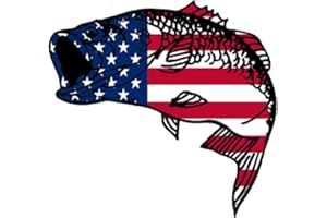 Rogue River Tactical Bass Fish USA Flag Sticker Decal Fishing Bumper Sticker Fish Patriotic United Auto Decal Car Truck Boat RV Real Life Rod Tackle Box