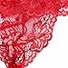 FEESHOW Men's Lace Jockstrap Briefs Bikini Thong G String Underwear T Back Red X-Large(Waistline 28.0-37.0