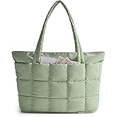 BAGSMART Expandable Tote Bag for Women, Puffer Work Tote Handbag, Quilted Carry On Bag for Travel Gym