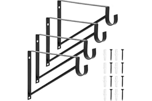 4 Pack Metal Closet Hanging Shelf Rod Bracket Holder and Support, Heavy Duty Bar for Shelving (Black, 12.5 x 1 x 9.5 in)