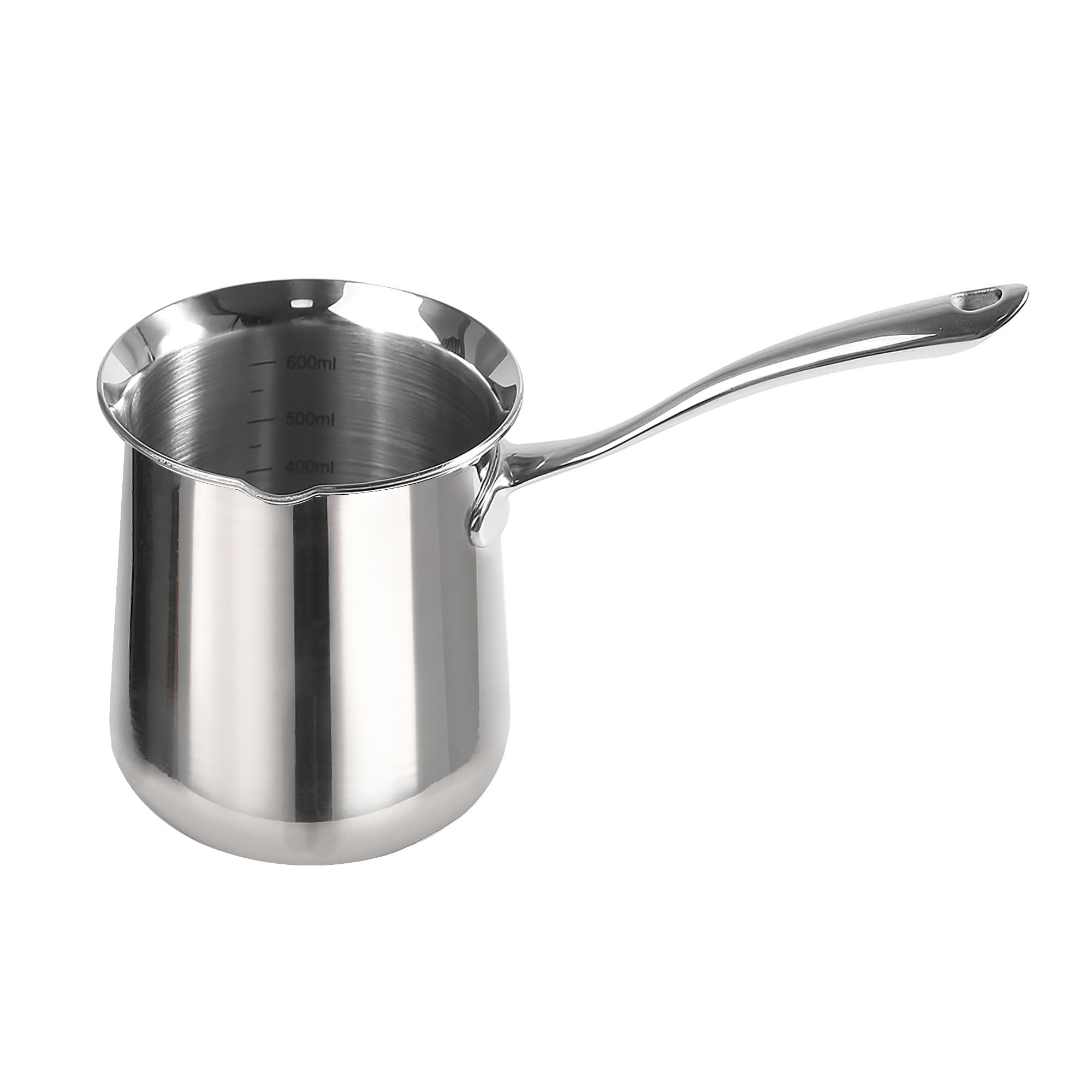 IMEEA Turkish Coffee Pot 600ml Milk Pot Arabic Greek Coffee Pot SUS304 Stainless Steel Butter Warmer Ibrik Coffee Pots Sauce Melting Pot