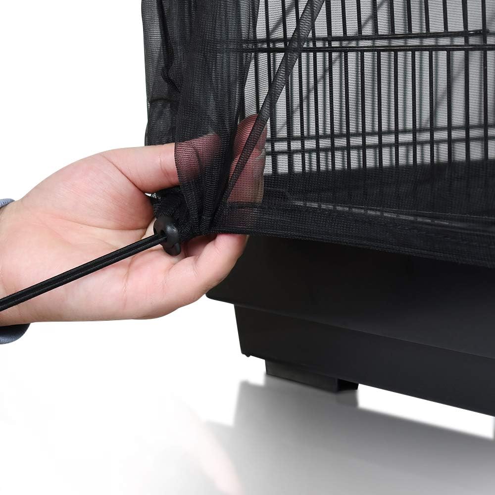 ASOCEA Universal Birdcage Cover Bird Cage Seed Catcher Parrot Cage Mesh Skirt Birdseed Nylon Net Guard Extra Large - Black (Not Include Birdcage): Kitchen & Dining