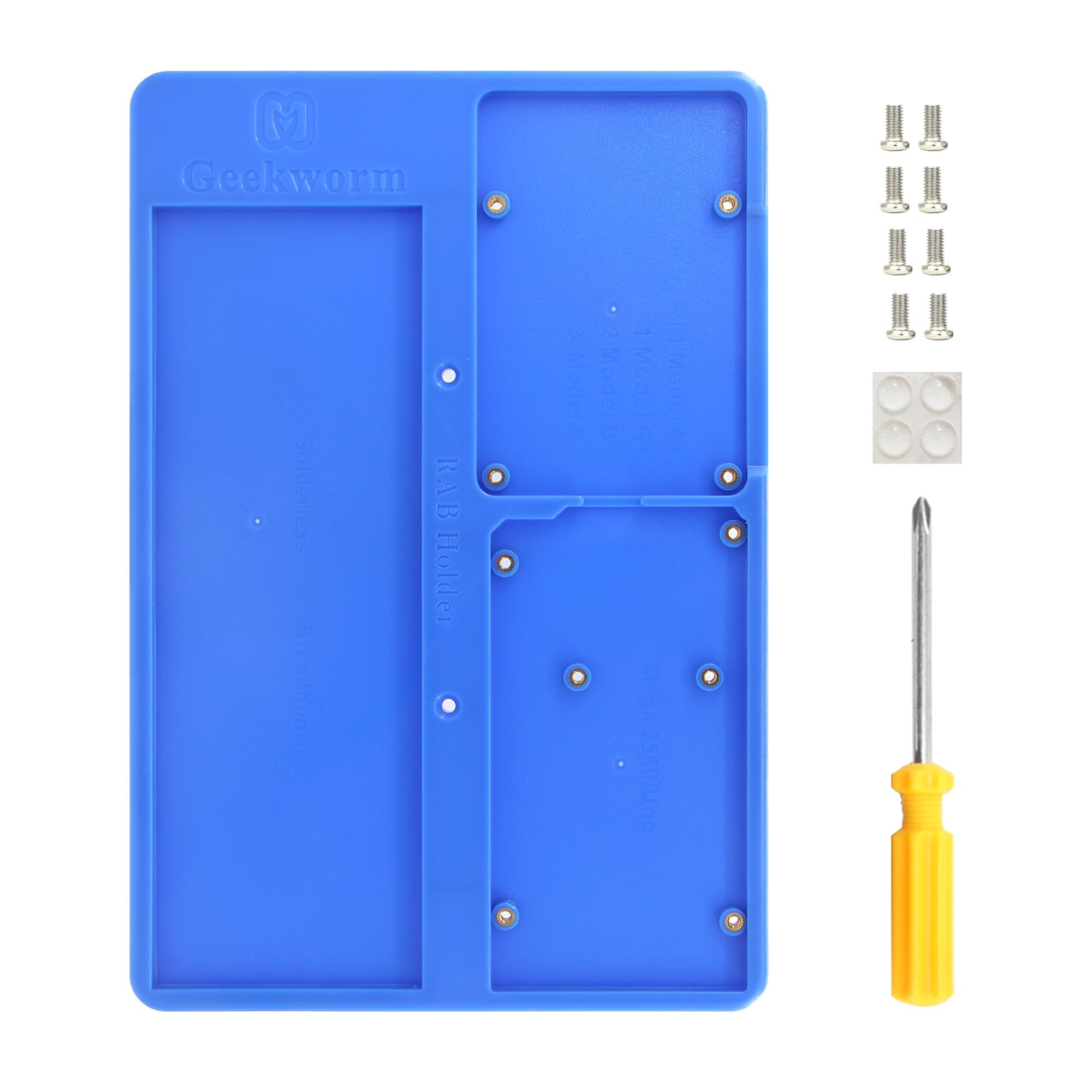 Geekworm RAB Holder Breadboard Base – Compatible with Arduino UNO R4 Minima/WiFi/R3/Mega 2560, Raspberry Pi 5/4B/3B+/3B, 400/830 Point Breadboards – Stable Platform for Education, DIY, and Prototyping