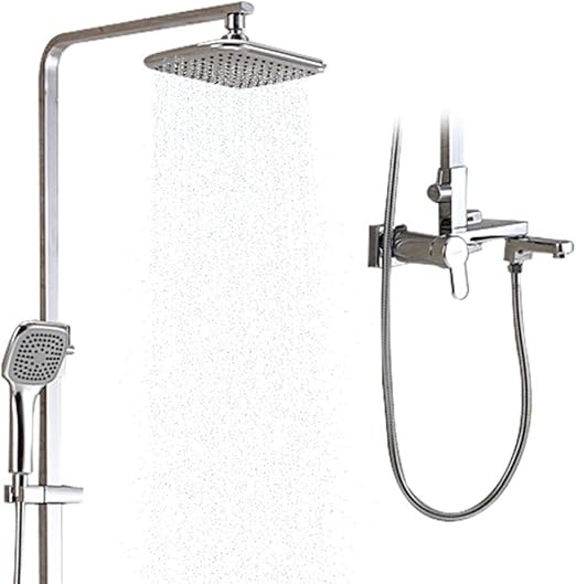 Sistema De Ducha De Lluvia En El Bano Montado En La Pared De Mano