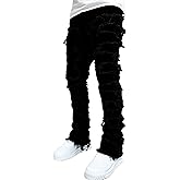 Mens Stacked Jeans Y2k Slim Fit Skinny Ripped Jeans Distressed Destroyed Denim Pants Emo Hip Hop Jeans