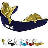 OPRO Instant Custom-Fit Mouth Guard, Dentist-Level Comfort & Fit - Moldable Mouthguard for Football, Boxing, Rugby, MMA, BJJ, UFC Mouth Piece- Includes Mouth Guard Case (Dark Blue/Gold, Youth)
