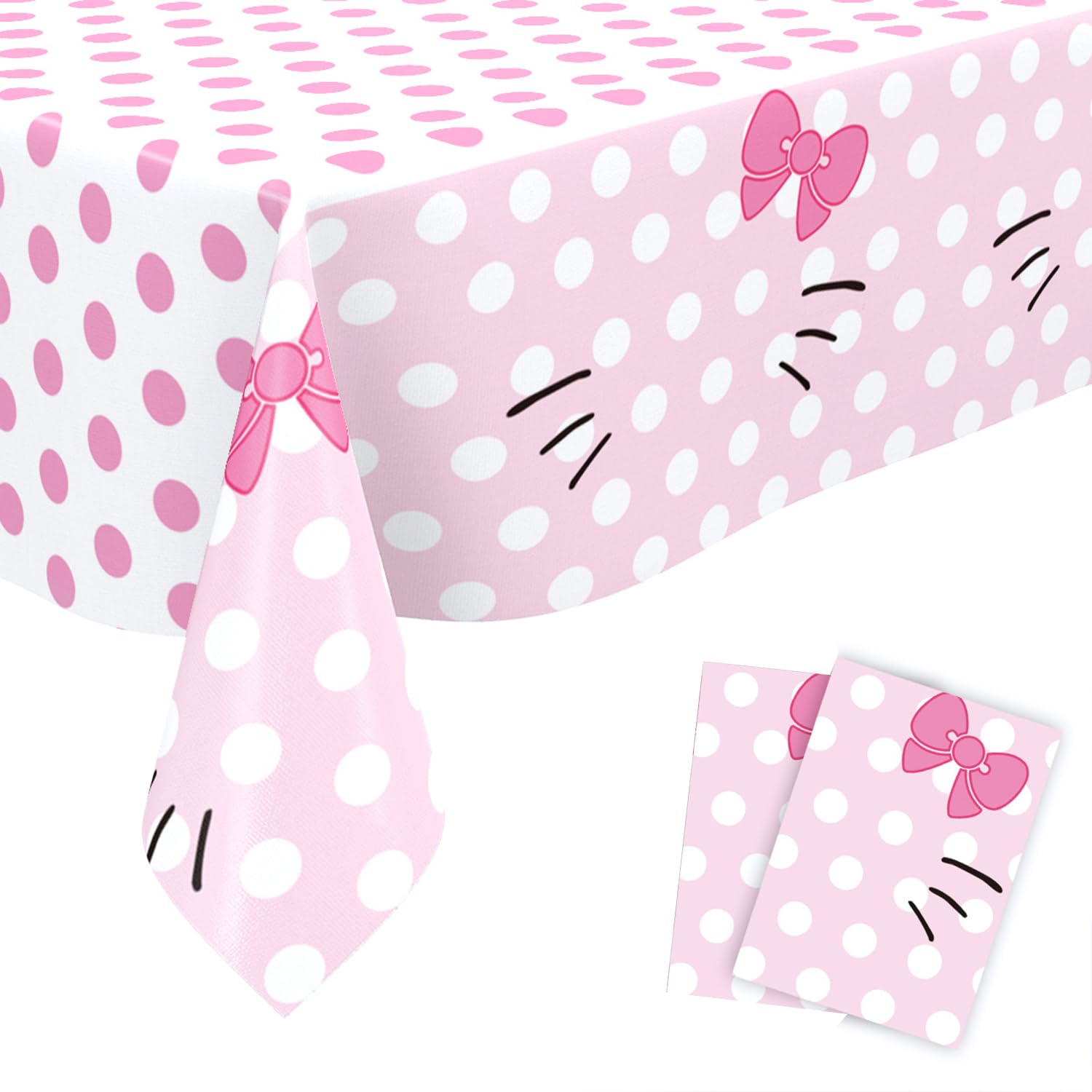 Photo 1 of rabofly 2Pcs Kitty Cat Party Tablecloth for Cartoon Animation decoration,Table Cover Kitty Party Supplies Decorations