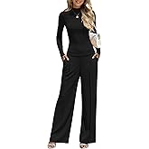 Simlakey Women 2 Piece Lounge Set 2025 Winter Long Sleeve Outfit Turtle Neck Sweatsuits Fashion Vacation Travel Matching Set