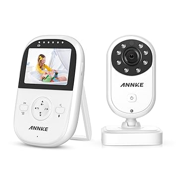 Premium Wireless Baby Monitor By ANNKE - Built-In Camera & Clear Two-Way Audio - Night Vision Mode - 2.4GHz Encrypted WiFi Long Transmission Range - 2.4&quot; LCD Screen Controller Unit