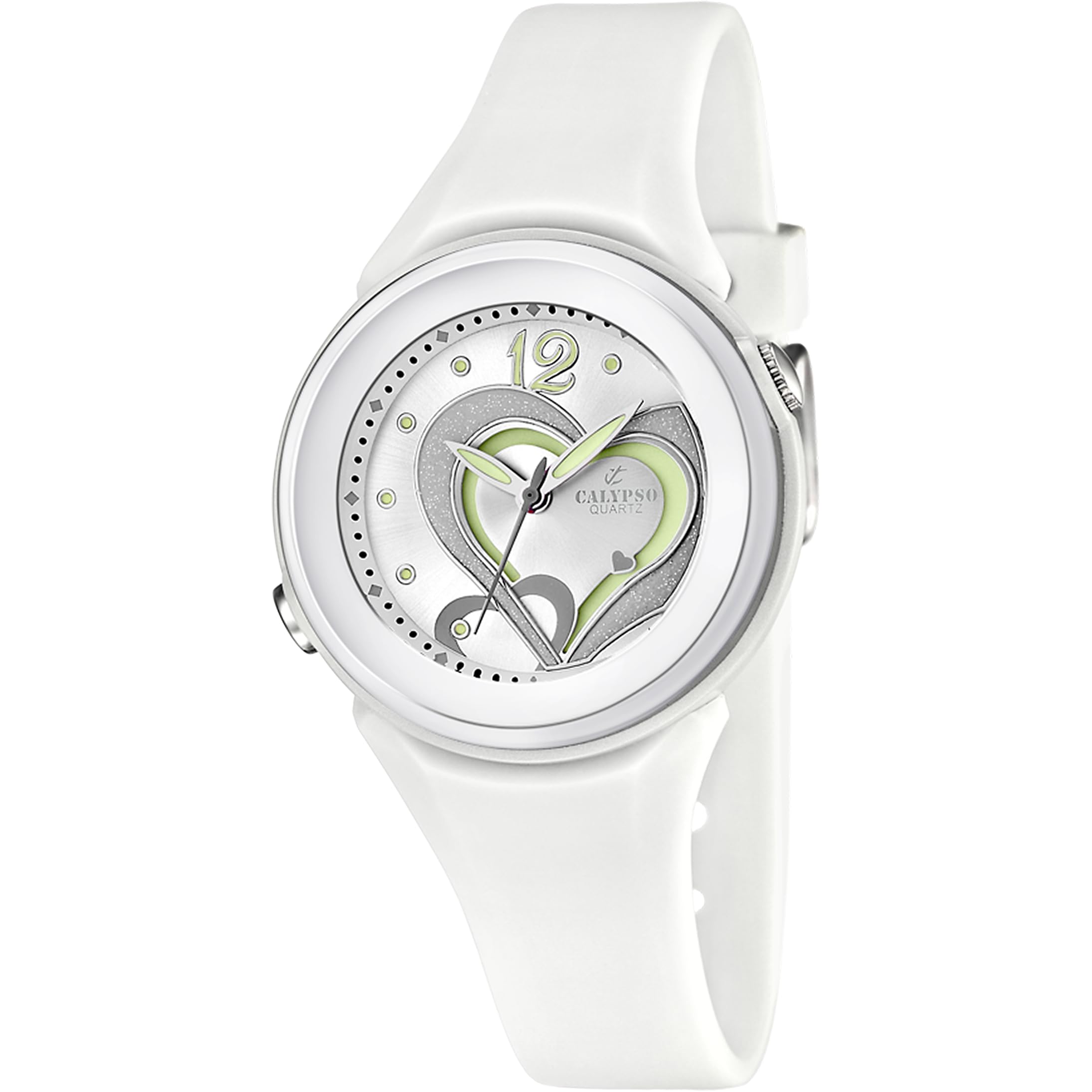 Calypso Women's Quartz Watch with Silver Dial Analogue Display and White Plastic Strap K5576/1