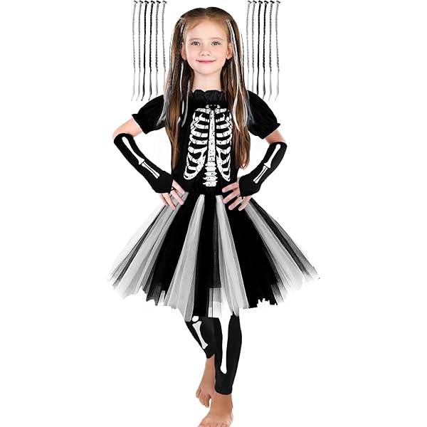Amazon.com: IKALI Girls Skeleton Costume Colorful Spider