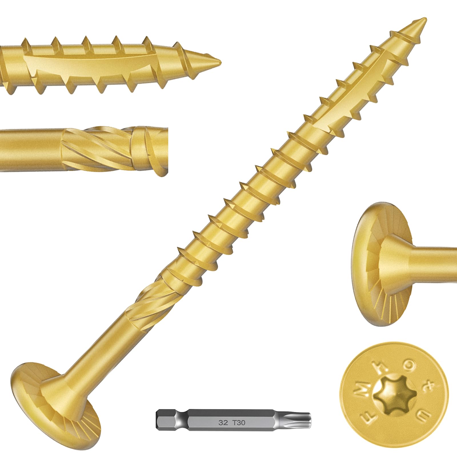 Photo 1 of #14 x 3 Inch Wood Structural Lag Screws 54Pcs Star Drive Decking Wood Screws, Rust Resistant Timber Screws for Timber/Log/Landscaping (Yellow)