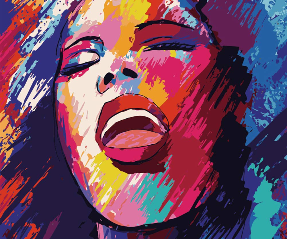 ABEUTY DIY Paint by Numbers for Adults, Painted Smiley Girl Avatar 16x20 inches Number Painting Art Therapy (Girl 2, No Frame)