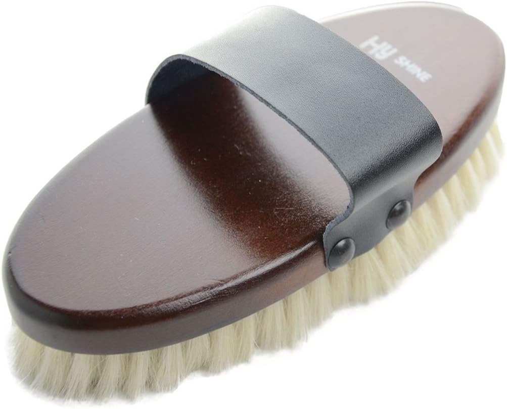 HySHINE Deluxe Goat Hair Wooden Body Brush - Dark Brown - Small