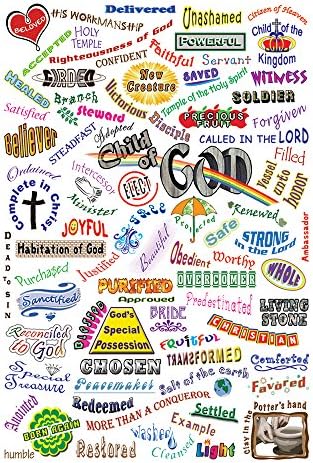 Who We Are in Christ Christian Stickers Set of 12, 2 Sizes, Glossy (Large 3.75" x 5.5")