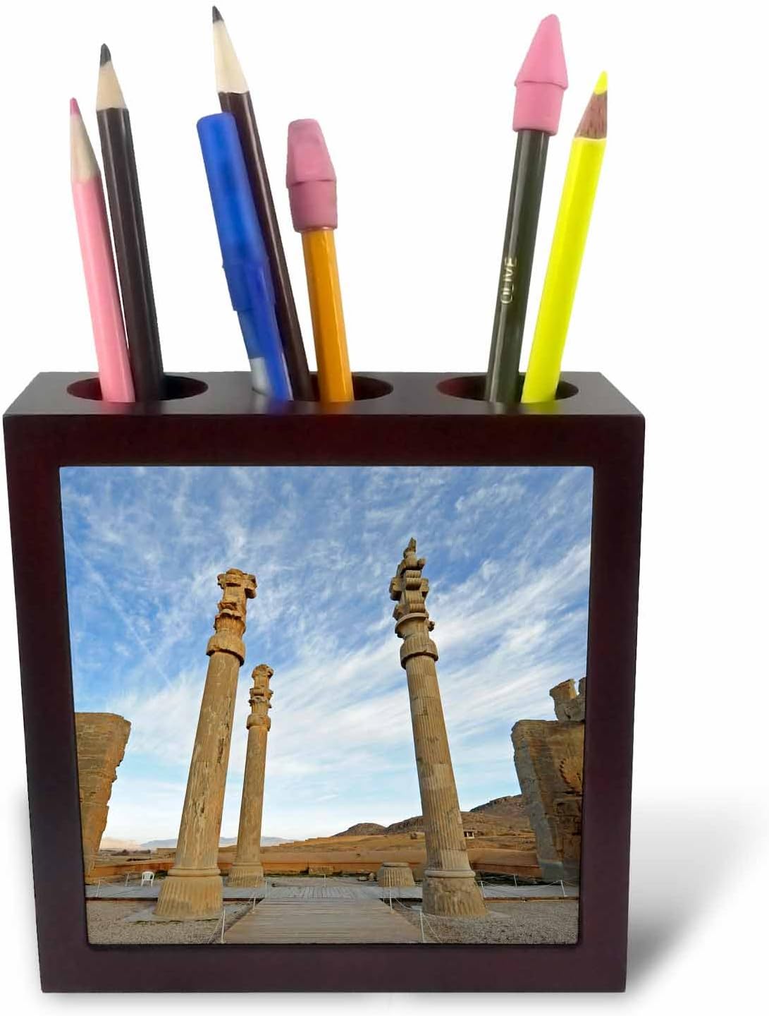 3dRose ph_225845_1 5-Inch Iran/Fars/Shiraz/Persepolis/Ancient Near Eastern Civilization Tile Pen Holder