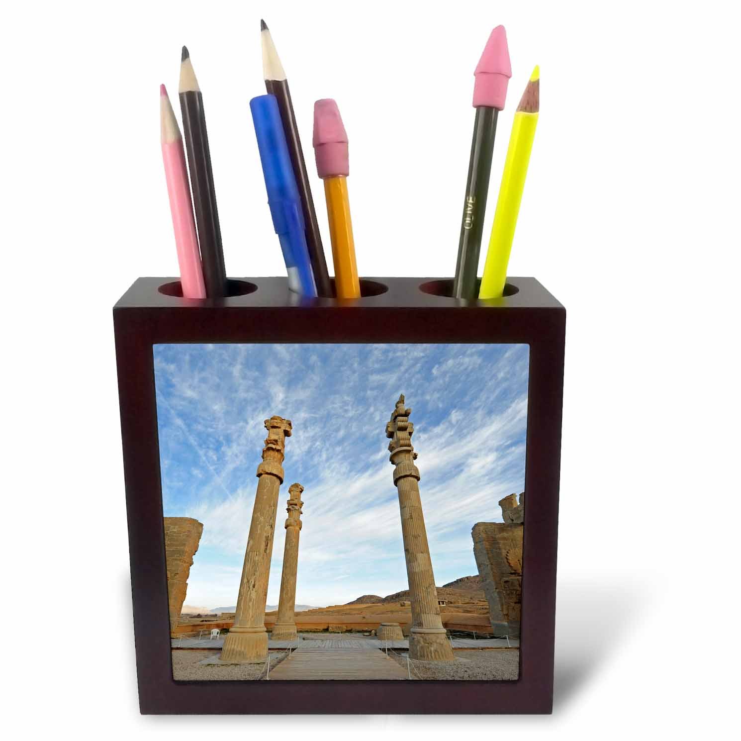 3dRose ph_225845_1 5-Inch Iran/Fars/Shiraz/Persepolis/Ancient Near Eastern Civilization Tile Pen Holder