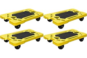 Connectable Moving Dolly (4-Pack) 330 lbs Capacity per Dolly - BV Certified | Anti-Slip Surface | Made of Heavy-Duty Polyprop