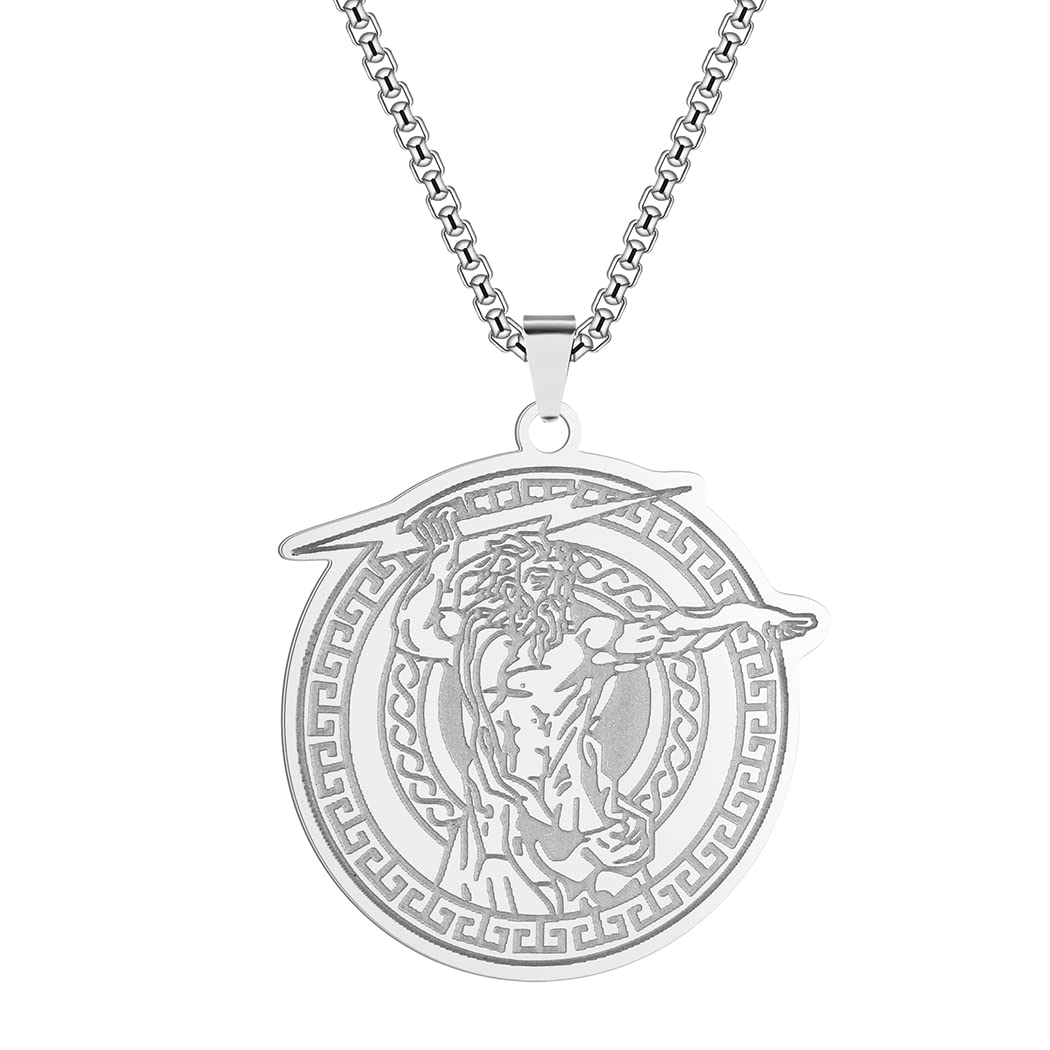 LUTAKU Mens Jewellery Thunder Zeus Necklace for Men Boys Ancient Greek Mythology Pendants 316L Stainless Steel Hip Hop Chains for Men (320S)