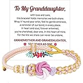 LIU JUN For Granddaughter - A Link That Can Never Be Undone Peach Blossom Knot Bracelet, From Grandma Always Brave And Strong Adjustable Braided inspirational Christmas Gift Jewelry