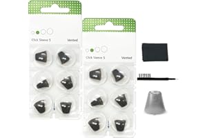 AIERTING Click Sleeve Vented 2.0 Domes for Connexx,Siemens,Signia and Rexton RIC Hearing Aids with Cleaning Brush Tools (Small)