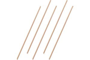 EUOGEUDEL 5 PCS Pure Copper Round Rod 1/8''(3mm) Dia 11.8'' Length Bare Copper Metal Rod Solid Copper Rod Lathe Bar Stock for Metal Crafts, Metal Working Hobbies